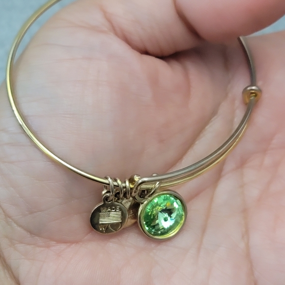 Alex and Ani Peridot August Birthday Stone Gold Bangle Bracelet - Picture 4 of 10